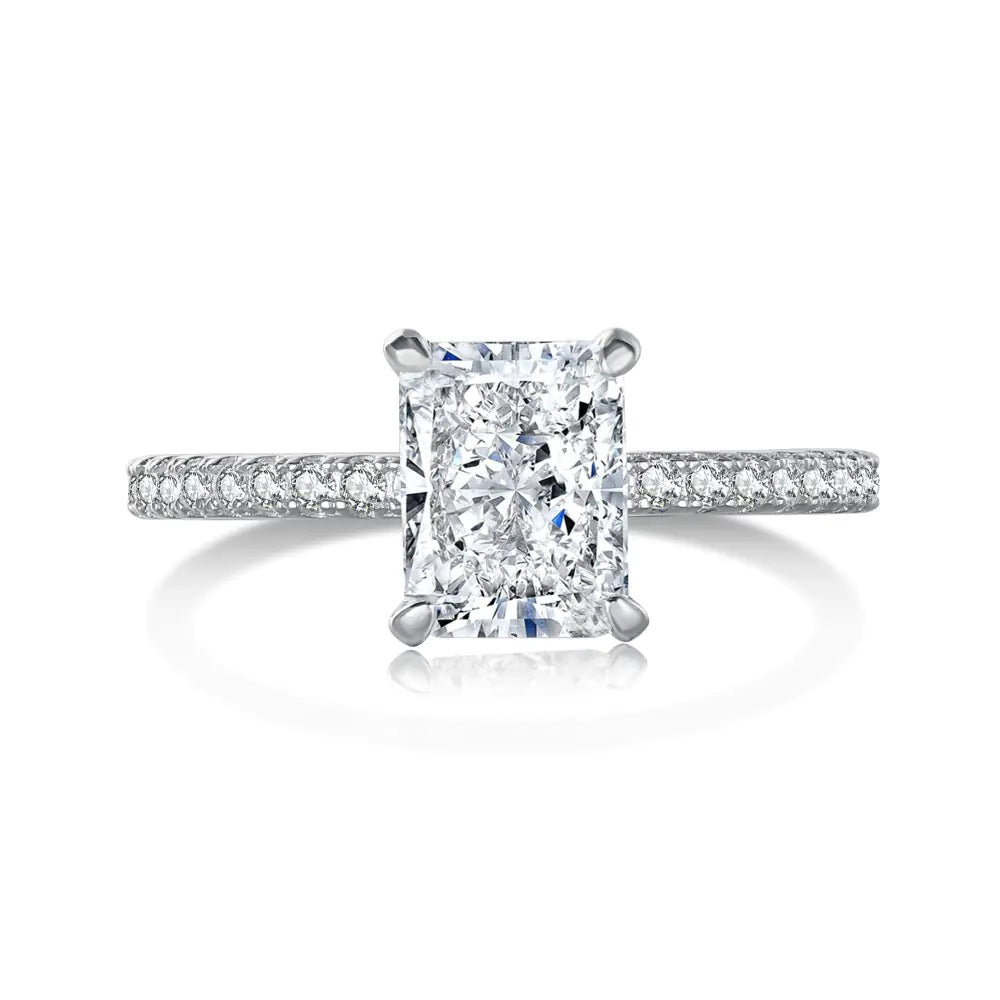 Radiant Diamond Ring with Crystals