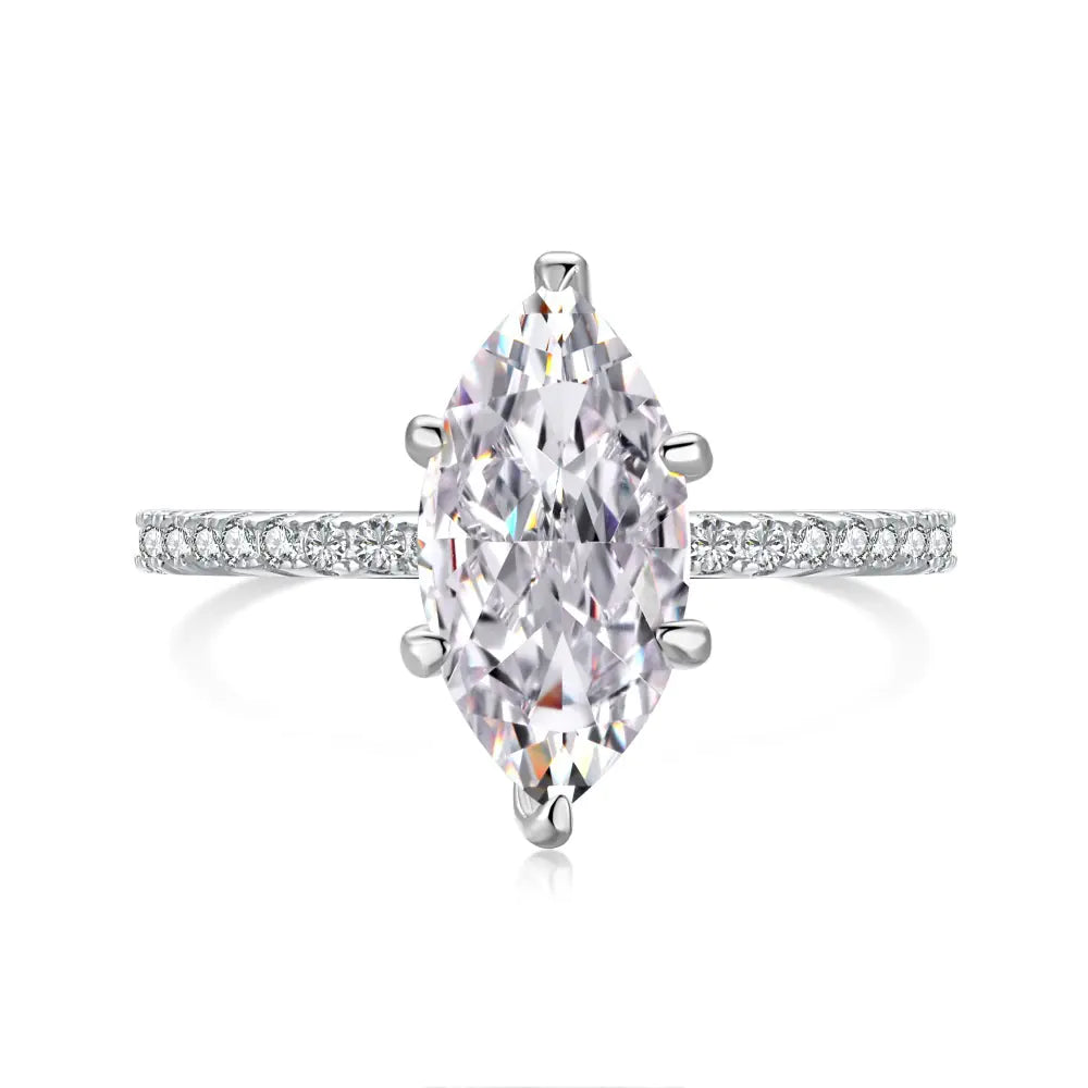 Marquise Silver Diamonds Ring