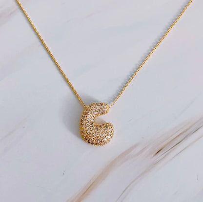 Initials Bubble Diamonds Necklace