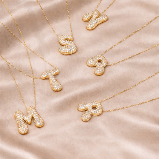Initials Bubble Diamonds Necklace