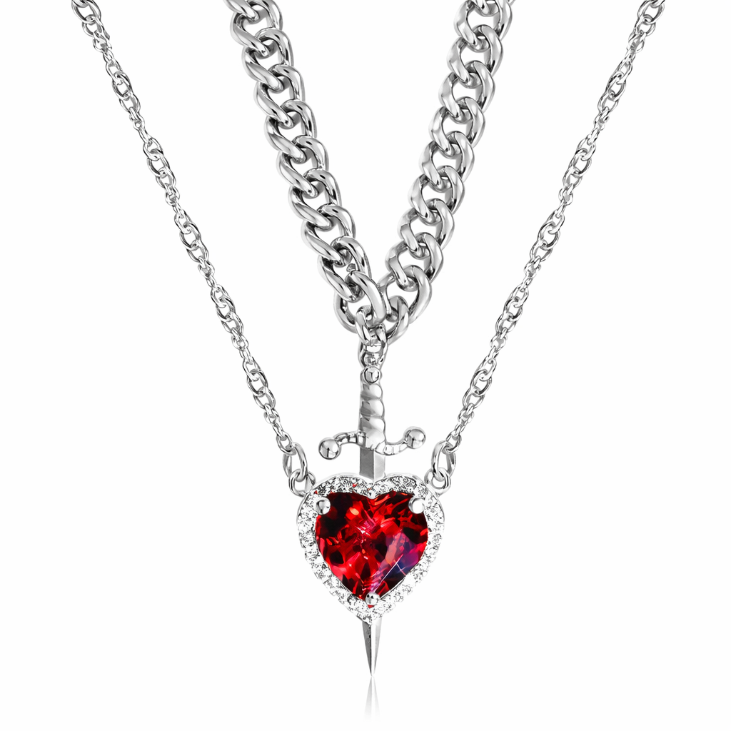 Heart & Sword Layered Necklace