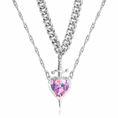 Heart & Sword Layered Necklace
