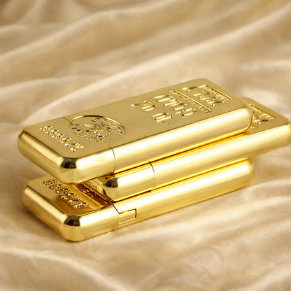 Two gold bars on a textured gold background