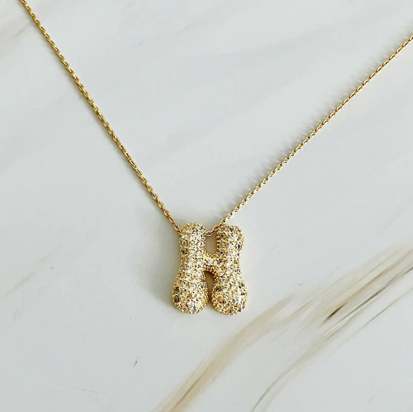Initials Bubble Diamonds Necklace