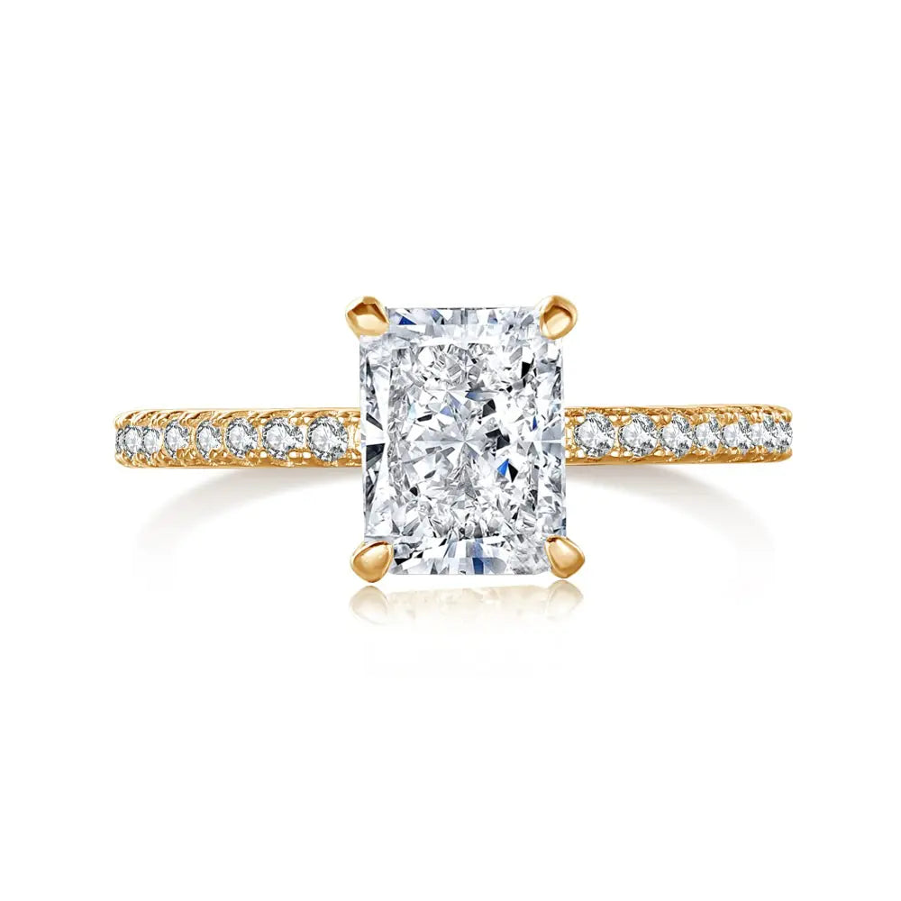Radiant Diamond Ring with Crystals