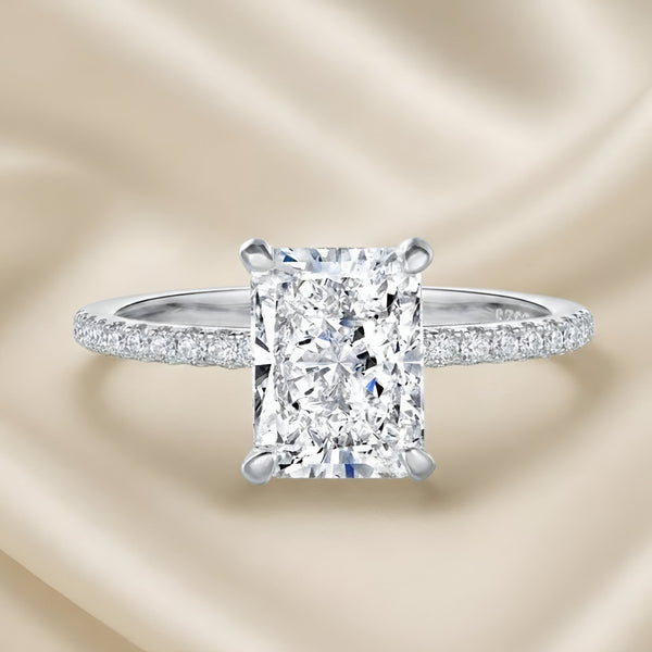 Radiant Silver Diamonds Ring