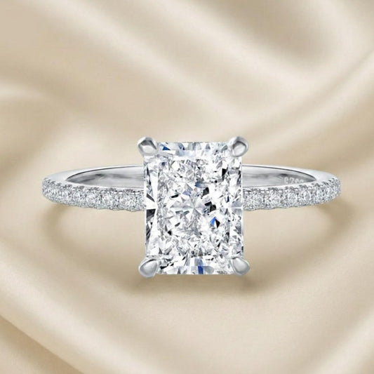 Radiant Diamond Ring with Crystals