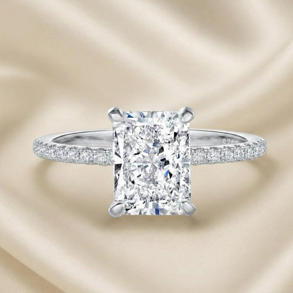 Radiant Diamond Ring with Crystals