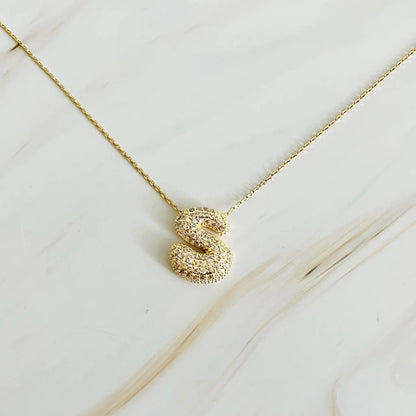 Initials Bubble Diamonds Necklace