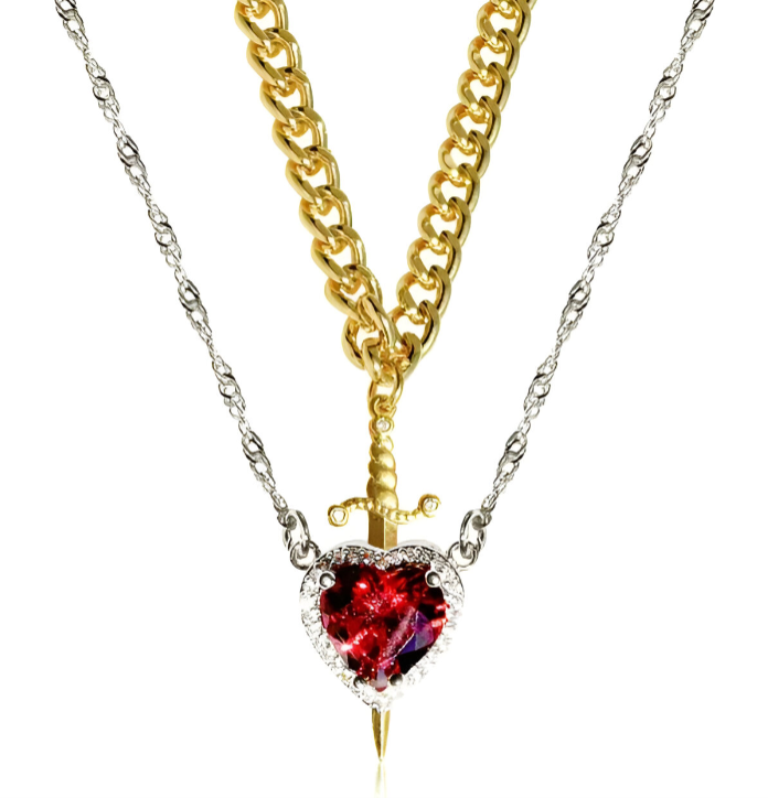 Heart & Sword Layered Necklace