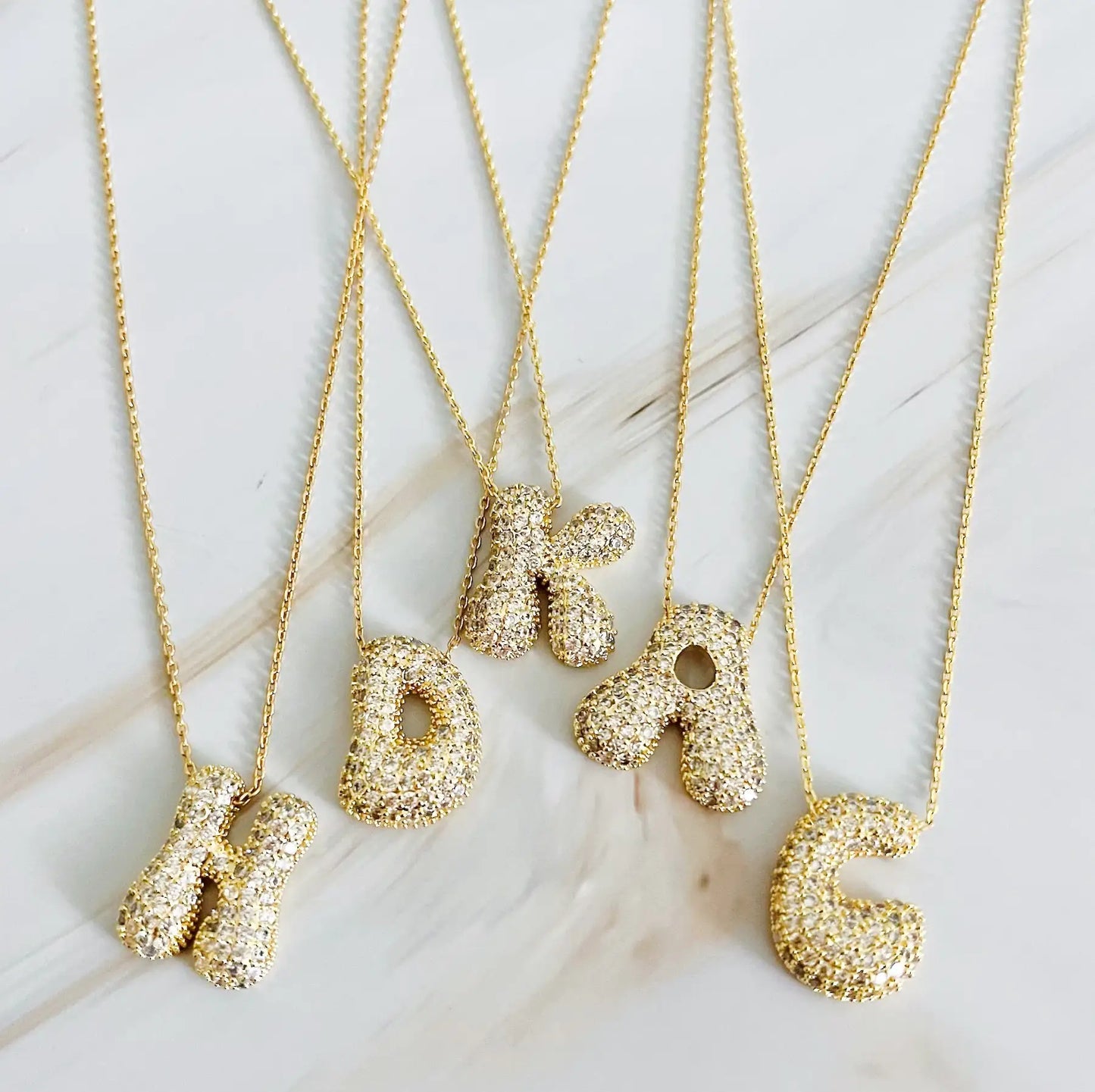 Initials Bubble Diamonds Necklace