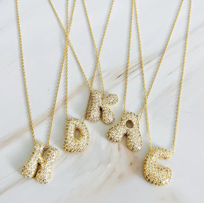 Initials Bubble Diamonds Necklace