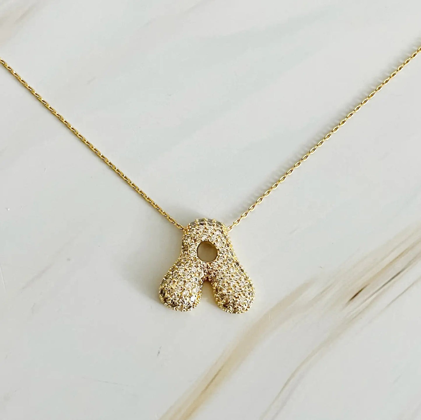 Initials Bubble Diamonds Necklace