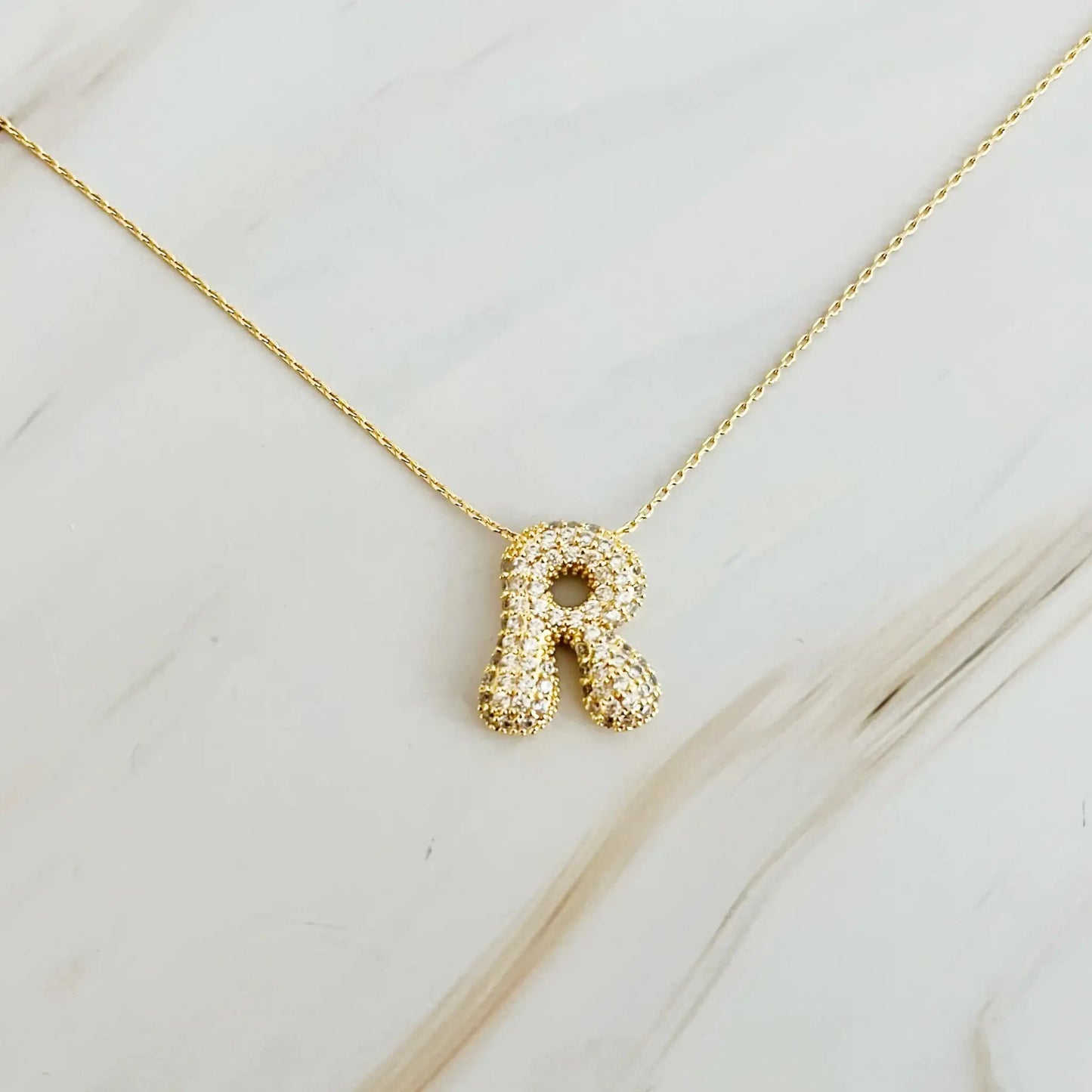 Initials Bubble Diamonds Necklace