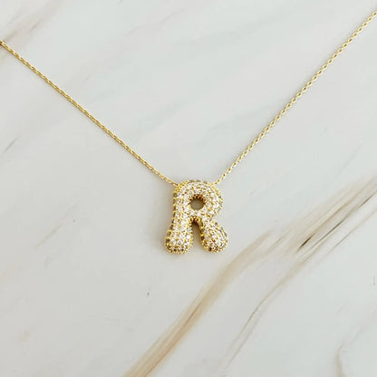 Initials Bubble Diamonds Necklace