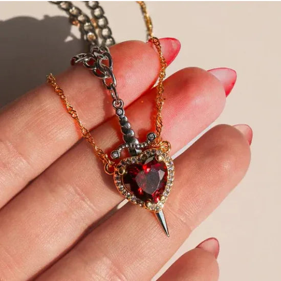 Heart & Sword Layered Necklace
