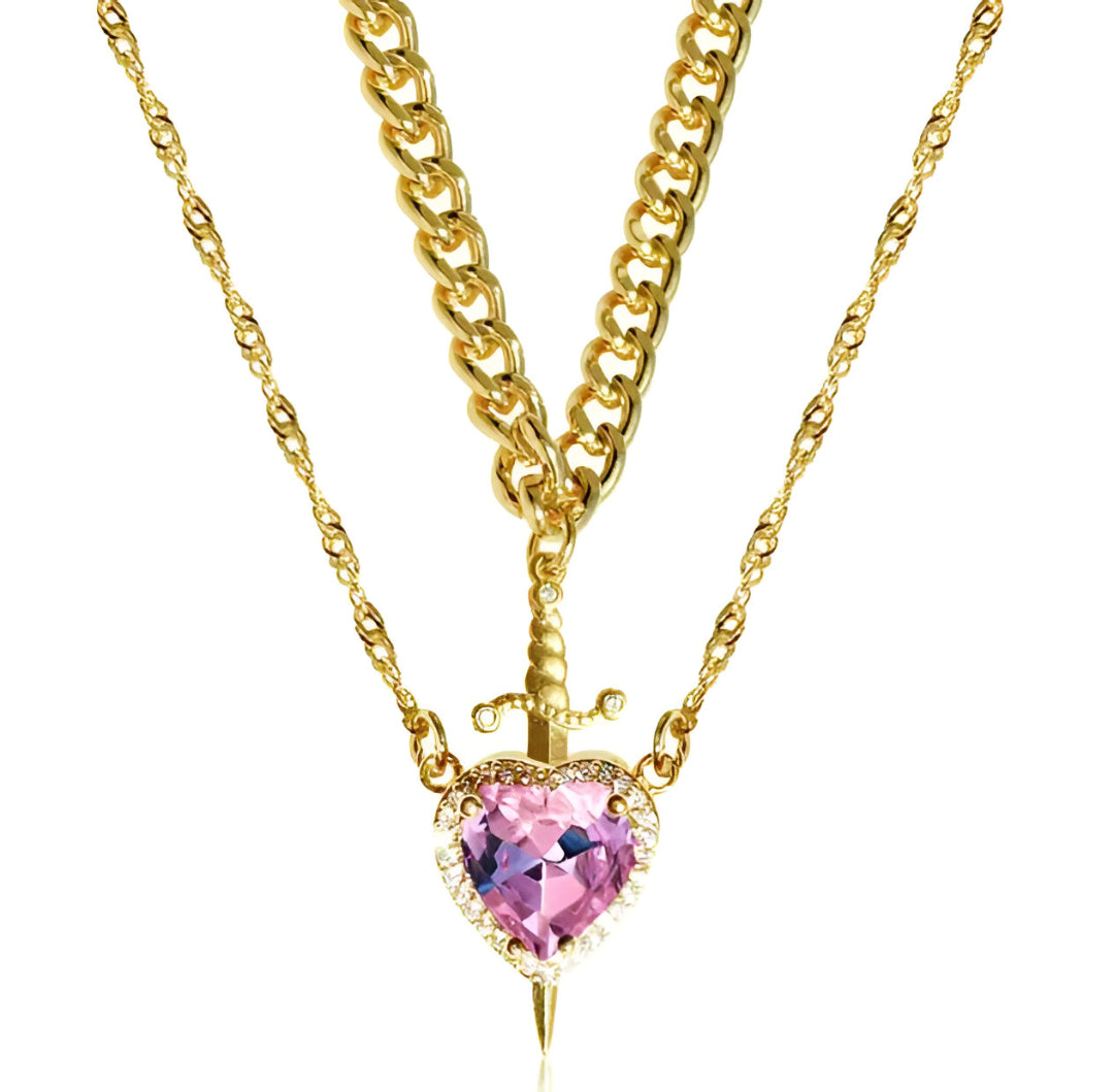Heart & Sword Layered Necklace