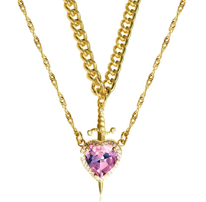 Heart & Sword Layered Necklace